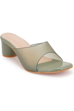 STYLE SHOES Green Block Heels