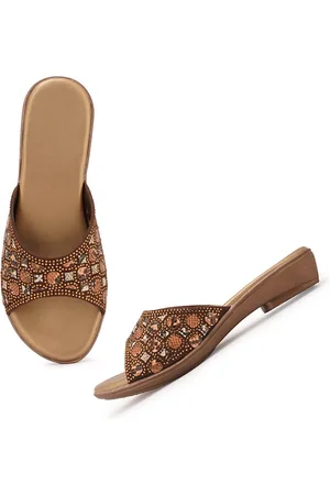 STYLE SHOES Women Brown Embellished Open Toe Flats