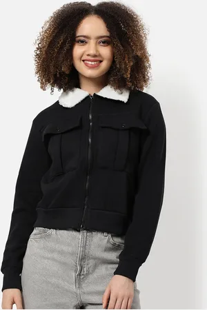 Campus Women Black Crop Outdoor Tailored Jacket