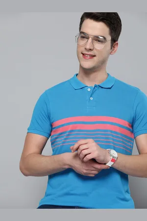 Mast & Harbour Men Pure Cotton Striped Polo Collar T-shirt