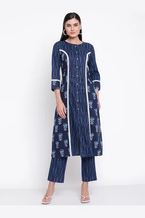 BE INDI Women Floral Printed A-Line Kurta with Trouser