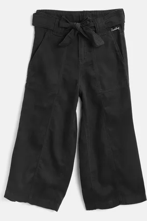 Gini and Jony Girls Black Regular Fit Solid Culottes