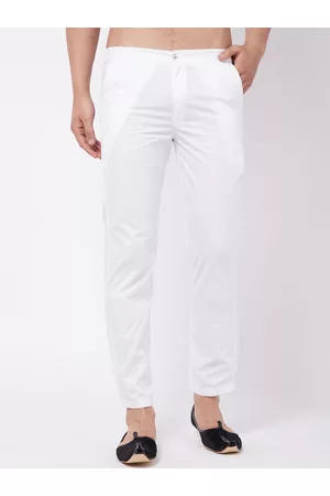 Vastramay Men White Solid Relaxed Fit Cotton Pyjamas