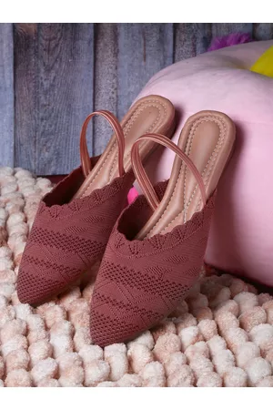 DEAS Women Pink Mules with Laser Cuts Flats