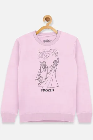 Kidsville Girls Pink Frozen Graphic Printed Pulover Sweatshirt