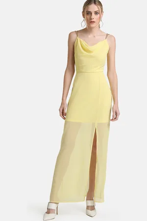 Kazo Yellow Georgette Maxi Dress