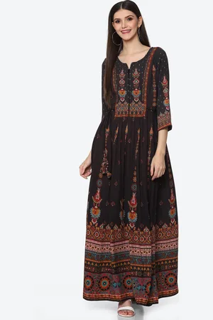 Biba Women Black Ethnic Motifs Printed Anarkali Kurta