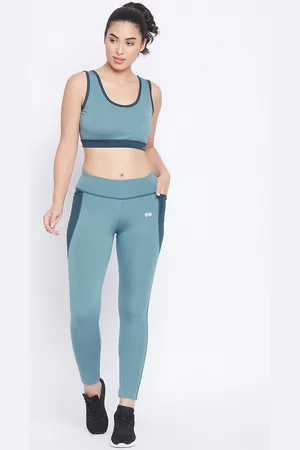 Clovia Women Blue Solid Sports Tracksuit