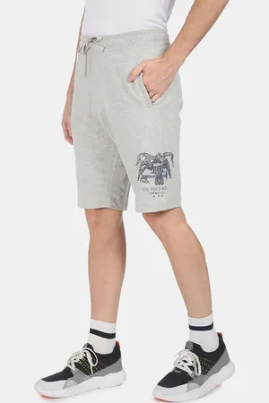 Ralph Lauren U S Polo Assn Denim Co Men Grey & Blue Printed Slim Fit Shorts
