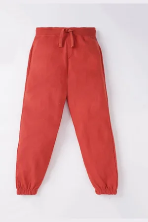 Ed-a-Mamma Boys Red Solid Cotton Drawstring Jogger