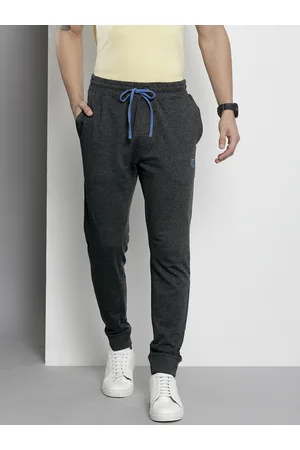 The Indian Garage Co Men Charcoal Grey Solid Melange Effect Joggers