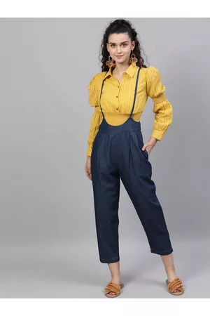 STREET 9 Women Blue Straight Fit Solid Cigarette Trousers