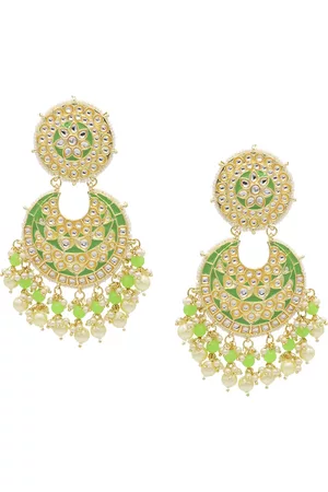 Asmitta Jewellery Lime Green Contemporary Chandbalis Earrings