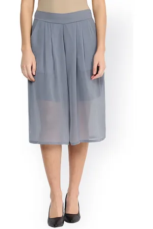 Miss Chase Women Grey Relaxed Loose Fit Solid Culottes