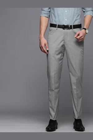Buy Louis Philippe Men Grey Slim Fit Solid Permapress Finest Wrinkle Free Formal  Trousers - Trousers for Men 8295095 | Myntra