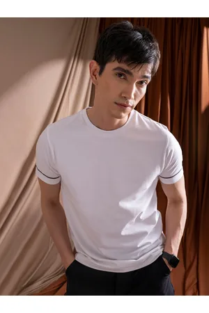 DaMENSCH Men Premium Cotton Contrast Stitch Regular Fit T-Shirt