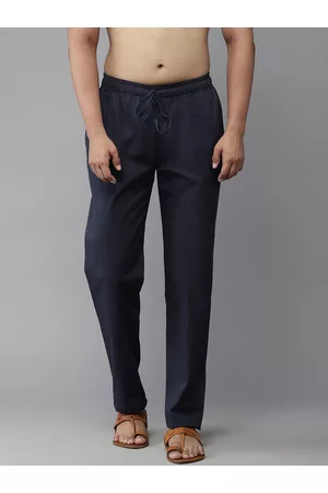 See Designs Men Navy Blue Solid Cotton Pyjamas