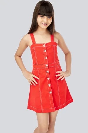 OLELÉ Red Denim A-Line Dress