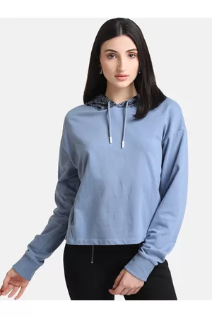 Kazo Women Blue Hooded Sweatshirt