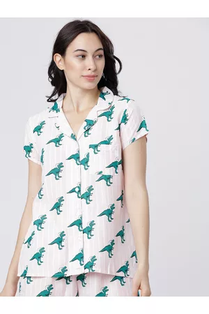 Tokyo Talkies Women Pink Regular Fit Printed Sleep Shirt
