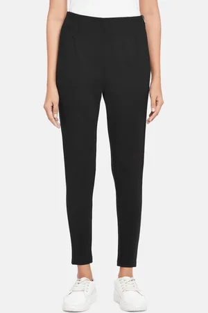 PEOPLE Women Black Skinny Fit Pleated Trousers