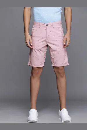 Louis Philippe Men Pink Conversational Printed Slim Fit Low-Rise Shorts