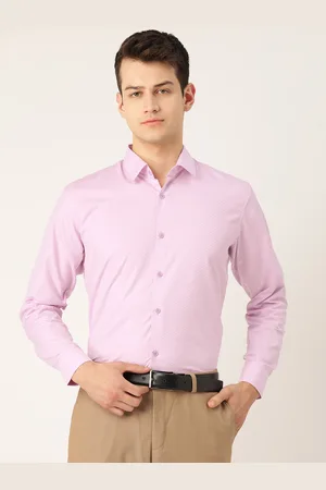SOJANYA Men Lavender & White Classic Regular Fit Self Design Formal Shirt