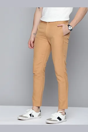 Mast & Harbour Men Khaki Cotton Linen Trousers