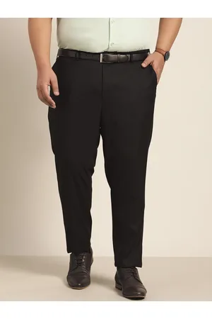 Sztori Men Plus Size Black Solid Formal Trousers