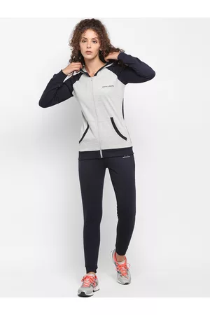 OFF LIMITS Women Navy Blue & Grey Colourblocked Tracksuit