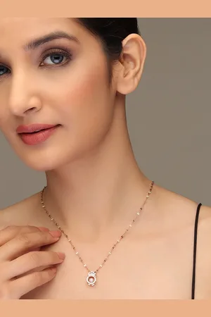 LAIDA Women Rose Gold-Plated & White AD Studded crown pendant with chain