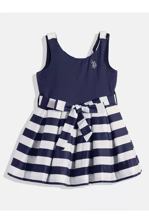 Ralph Lauren U S Polo Assn Kids Blue & White Striped Dress