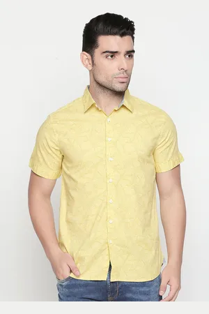 Kenneth Cole Men Yellow Smart Regular Fit Printed Casual Shirt