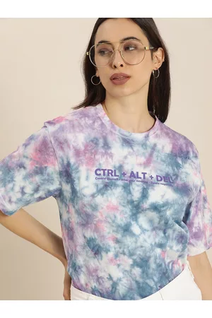 Difference of Opinion Women Multicoloured Tie and Dye Dyed Loose T-shirt