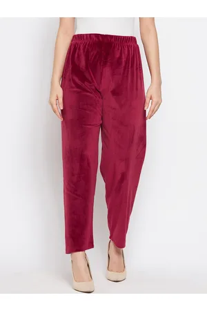 Clora Creation Women Mid Rise Velvet Trousers