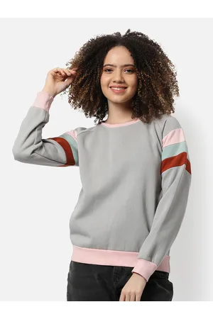 Campus Women Grey & Pink Pullover
