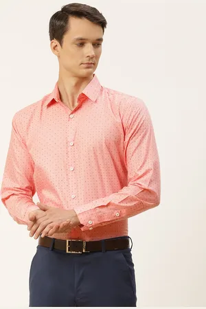 SOJANYA Men Pink Micro Prints Pure Cotton Classic Formal Shirt