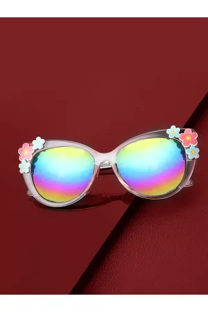 Carlton London Girls Mirrored Lens & Purple Cateye Sunglasses