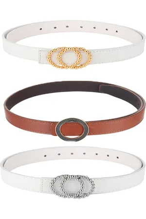 Kastner Women Brown & Off-White Set Of 3 Artificial Leather Belt