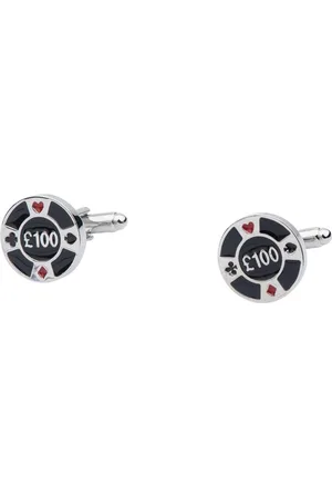 The Tie Hub Men Silver-Toned & Black Quirky Cufflink
