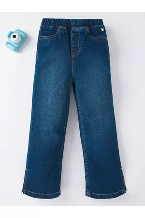Ed-a-Mamma Girls Blue Solid Straight Fit Light Fade Jeans