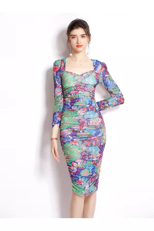 JC Collection Green & Pink Floral Bodycon Dress