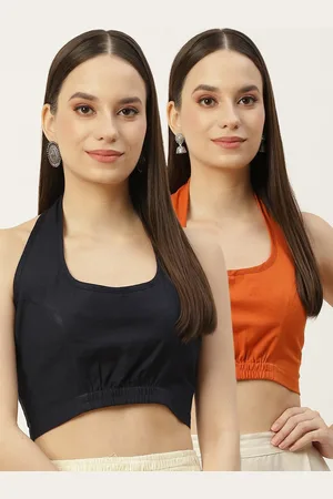 Molcha Women Pack Of 2 Solid Cotton Saree Blouse