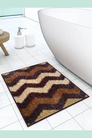Athom Trendz Brown Geometric Anti Slip Bath Mat