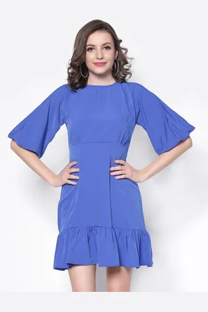 Sera Women Blue Mini Fit and Flare Dress