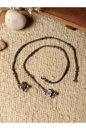 TEEJH Set Of 2 Oxidised Silver-Plated Kuvira Anklets