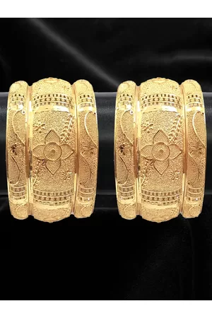 YouBella Set of 6 Gold-Plated Floral Patterned Bangles