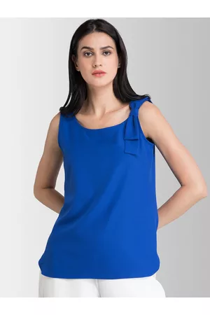 FableStreet Women Blue Solid Top