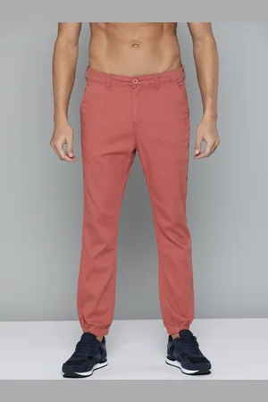 HERE&NOW Men Rust Red Solid Joggers