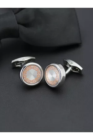 Kavove Men Silver-Toned & Gold-Toned The Prodigy Circle Cufflink